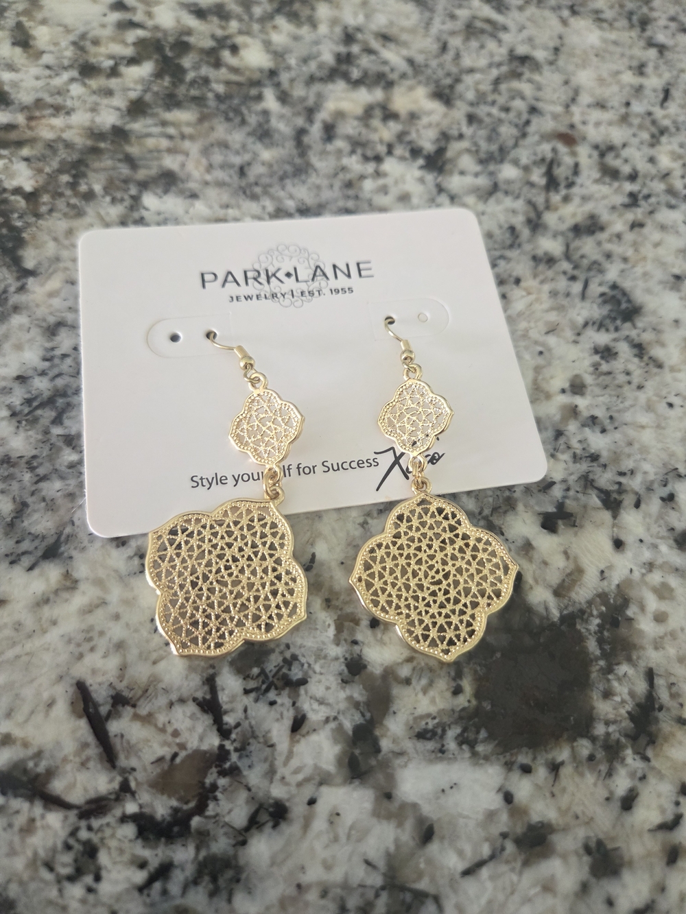 Park Lane Gold Double-Quatrefoil Filigree Drop Earrings